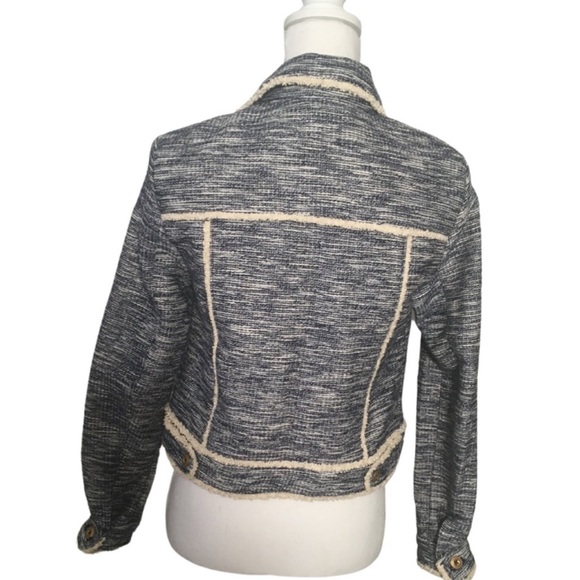 Anthropologie Ett:Twa Blue Tweed Blazer Jacket XS - Picture 5 of 9